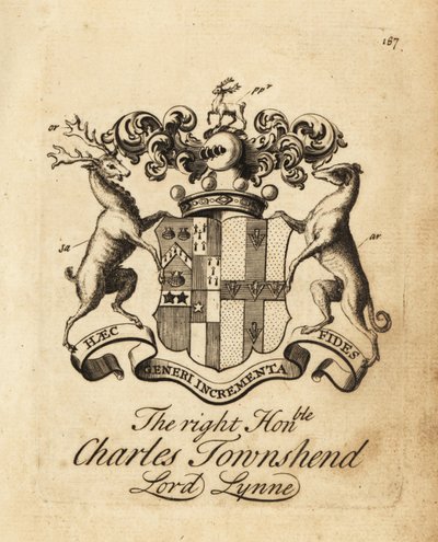 Wapen van de Zeer Eerwaarde Charles Townshend, Heer Lynne, 3e Burggraaf Townshend door Andrew Johnston