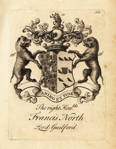 Wapen van de Zeer Eerwaarde Francis North, Lord Guilford, 2e Baron Guilford door Andrew Johnston