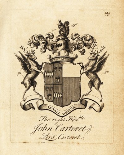Wapen van de Hooggeachte John Carteret, Lord Carteret, 2e Graaf Granville, 7e Heer van Sark door Andrew Johnston