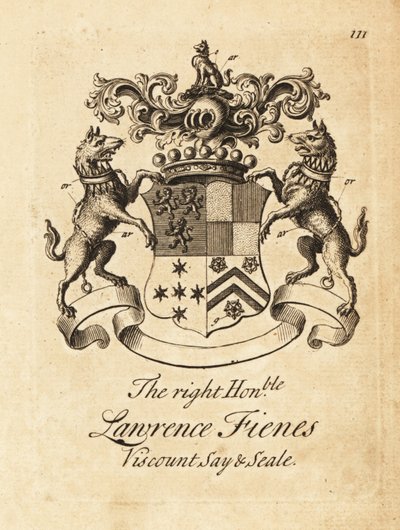 Wapen van de Zeer Eerwaarde Lawrence Fienes, 5e Burggraaf Saye en Sele (1690-1742) door Andrew Johnston