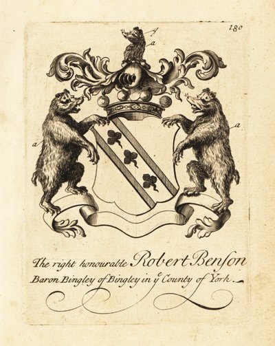 Wapen van de Zeer Eerwaarde Robert Benson, Baron Bingley van Bingley in het graafschap York door Andrew Johnston