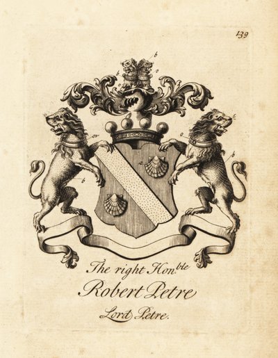 Wapen van de Zeer Eerwaarde Robert Petre, Heer Petre, 8e Baron Petre door Andrew Johnston