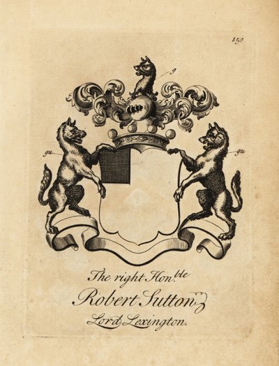Wapen van de Zeer Eerwaarde Robert Sutton, Lord Lexington, 2e Baron Lexington (1662-1723) door Andrew Johnston