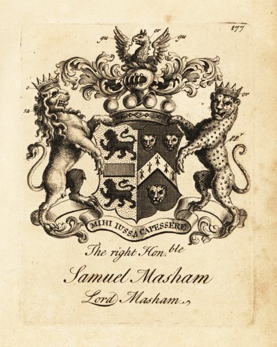 Wapen van de Zeer Eerwaarde Samuel Masham, Heer Masham door Andrew Johnston