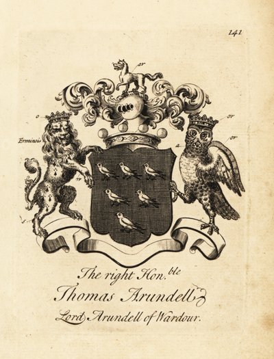 Wapen van de Zeer Eerwaarde Thomas Arundell, Lord Arundell van Wardour, 7e Baron Arundell van Wardour door Andrew Johnston