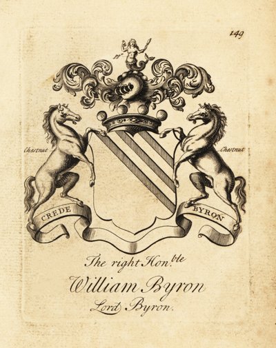 Wapen van de Zeer Eerwaarde William Byron, Lord Byron, 4e Baron Byron (1670-1736) door Andrew Johnston