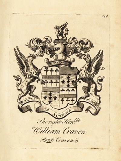 Wapen van de Hooggeachte William Craven, Lord Craven, 3e Baron Craven (1700-1739) door Andrew Johnston