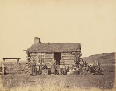 Plaat 48. Mormoonse familie, Great Salt Lake Valley,1869 (foto) door Andrew Joseph Russell