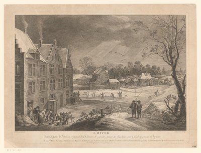 Winters dorpsgezicht door Andrew Lawrence