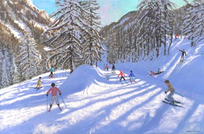 Kerstmis in Tignes, Frankrijk, 2022 (olieverf op doek) door Andrew Macara