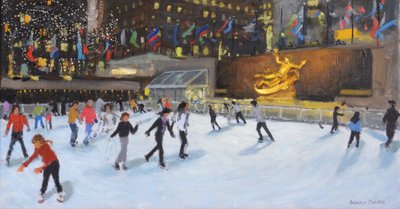 Avond, Rockefeller IJsbaan, New York door Andrew Macara