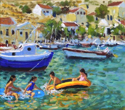 Plezier in bootjes, Symi, Griekenland door Andrew Macara