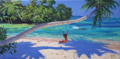 Meisje op een schommel, Seychellen, 2015 door Andrew Macara