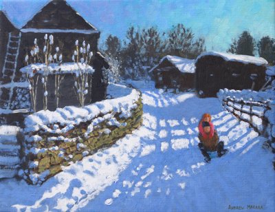 Sleeën, nabij Wintercroft Lane nabij Dovedale en Thorpe. Ashbourne, 2021 door Andrew Macara