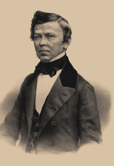 Portret van de dichter Vladimir Grigoryevich Benediktov 1807-1873, 1870 door Andrey Mikhaylovich Lushev