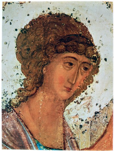De Drie-eenheid van Roublev (detail), ca. 1411 door Andrey Rublyov