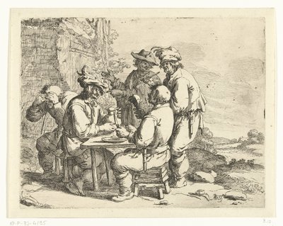 Dronken boeren aan een tafel door Andries Both