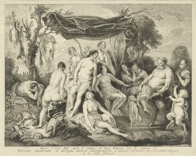 Badende Diana en Silenus door Andries Lens