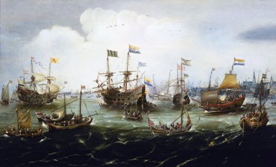 De terugkeer van de Nederlandse vloot, 1 mei door Andries van Eertvelt
