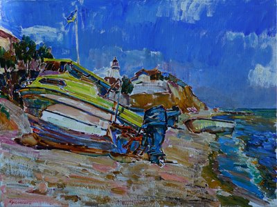 Zomerse strandboot door Andrii Kutsachenko