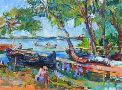 Sunny Riverside Boats door Andrii Kutsachenko