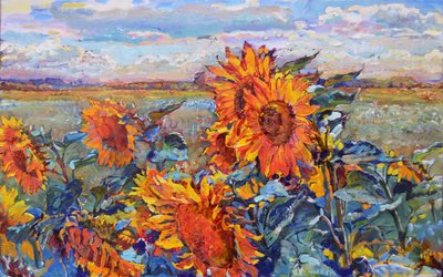 Levendig zonnebloemenveld door Andrii Kutsachenko