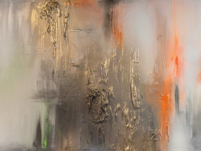 Dynamisch goud-oranje abstract door Anete Purina-Purite