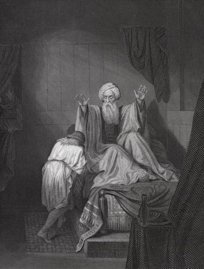 Isaak zegent Jakob (gravure) door Ange Louis (1815 72) (after) Janet