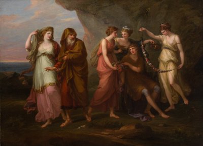 Telemachus en de Nimfen van Calypso door Angelica Kauffman