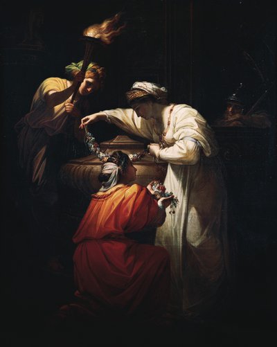 Cleopatra versiert het graf van Marcus Antonius door Angelica Kauffmann