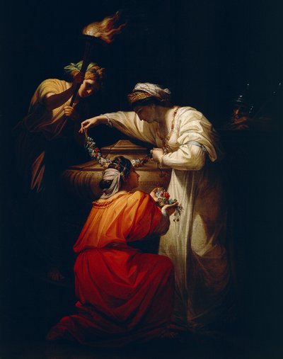 Cleopatra versiert het graf van Marcus Antonius door Angelica Kauffmann