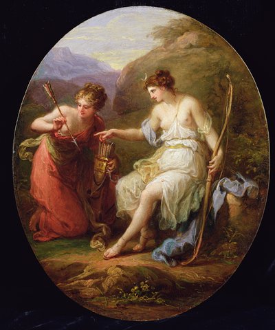 Diana bereidt zich voor op de jacht door Angelica Kauffmann