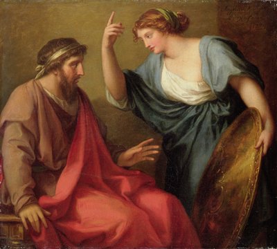 Egeria overhandigt Numa Pompilius zijn schild, 1794 door Angelica Kauffmann
