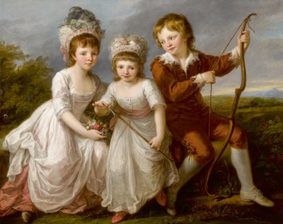 Portret van Lady Georgiana Spencer, Henrietta Spencer en George Viscount Althorp, ca. 1766 door Angelica Kauffmann