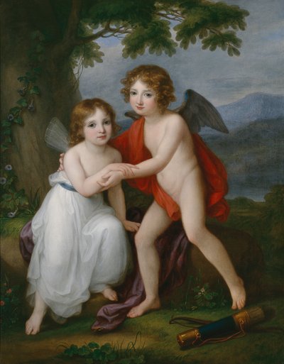 Portret van de Plymouth broers en zussen als Amor en Psyche, 1795 door Angelica Kauffmann
