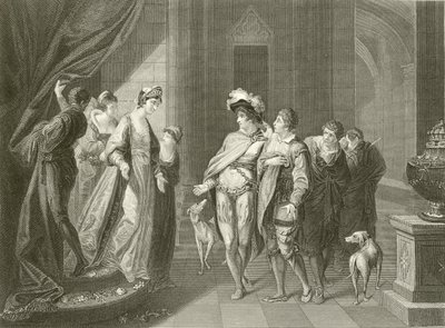 Het interview tussen Edgar en Elfrida door Angelica Kauffmann