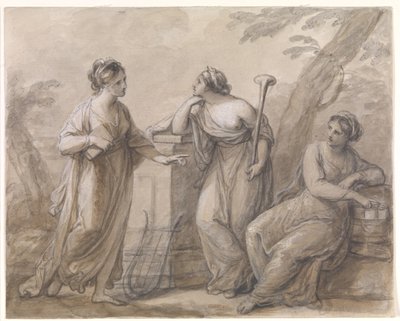 Drie muzen in gesprek door Angelica Kauffmann