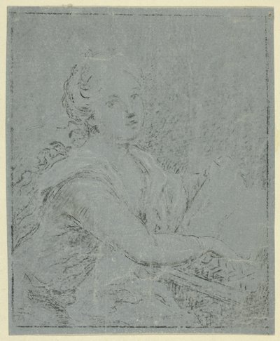 Vrouw bij spinet door Angelica Kauffmann