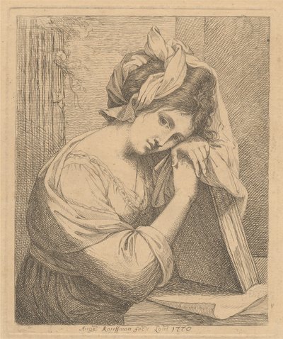 Jonge vrouw in gedachten door Angelica Kauffmann
