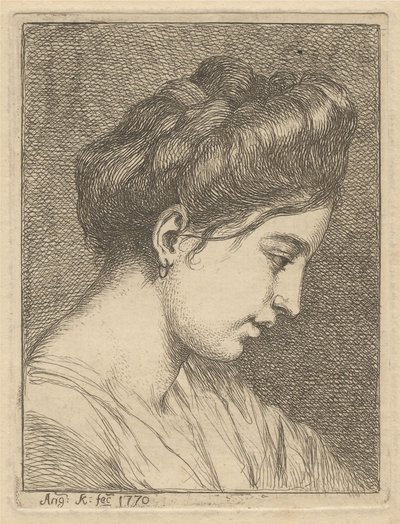 Hoofd van een jonge vrouw in profiel door Angelica Kauffmann