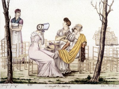 Les ennuyés de Lonchamp, maart 1806. Tekening door Garbizza. door Angelo (after) Garbizza