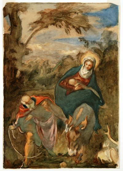 De vlucht naar Egypte, naar Tintoretto door Angelo Alessandri