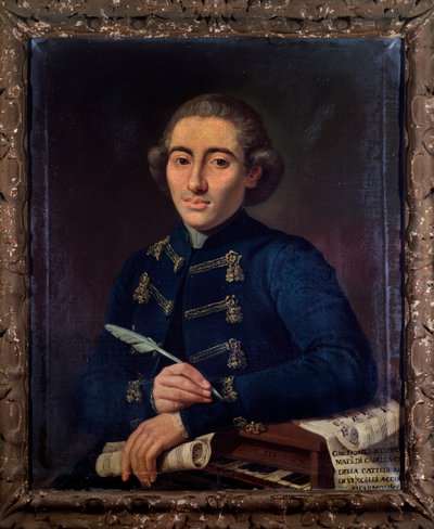 Portret van Giovanni Domenico Perotti, Italiaanse componist door Angelo Crescimbeni