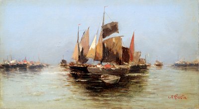 Zeilboten, laat 17e of vroeg 18e eeuw door Angelo Maria Costa