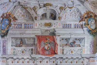 Hal met de Bologna Kwartieren, Hal van de Wachten, Este Hertogelijk Paleis, Sassuolo, Italië door Angelo Michele Colonna