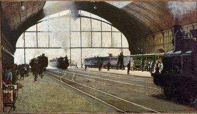 Centraal station van Milaan door Angelo Morbelli