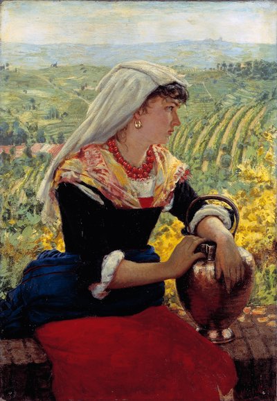 Portret van zijn vrouw in Monferrato-kleding door Angelo Morbelli