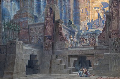 Decorontwerp voor de Opera Aida door Giuseppe Verdi door Angelo Parravicini