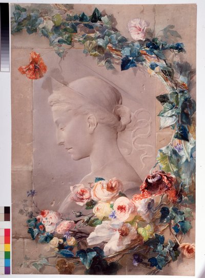 Voorstelling van Sint Cecilia Aquarel door Angelo Rossi (1814-1871) 1859 door Angelo Rossi