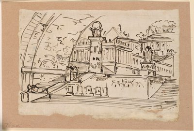 Toneelontwerp, Groep van Antieke Gebouwen door Angelo Toselli